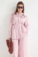 Embroidered Striped Poplin Shirt Set