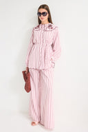 Embroidered Striped Poplin Shirt Set