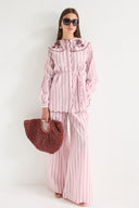 Embroidered Striped Poplin Shirt Set