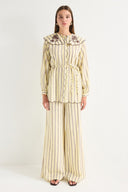 Embroidered Striped Poplin Shirt Set
