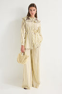 Embroidered Striped Poplin Shirt Set