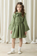 Embroidered Dacron Skirt Set - Khaki