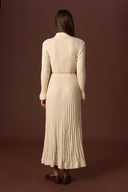 Nellie Gold Button-Detailed Belted Knit Dress