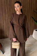 Nervür Taşlı Pantolonlu Takım