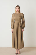 Nicolette Balloon Sleeve Ruched Satin Dress