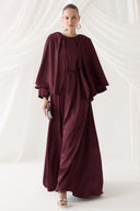 Nora Satin Evening Dress with Cape Detail