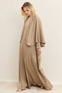 Nora Satin Evening Dress with Cape Detail