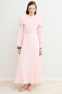 Dress with Shoulder Detail and Broderie Anglaise Trim