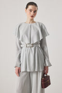 Shoulder-Detailed Mono Pleated Suit