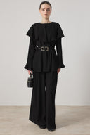 Single-Pleated Suit with Shoulder Detail