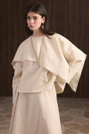 Shoulder-Draped Trimmed Sash Skirt Set