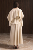 Shoulder-Draped Trimmed Sash Skirt Set