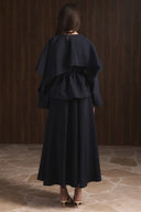 Shoulder-Draped Trimmed Sash Skirt Set