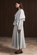 Shoulder-Draped Trimmed Sash Skirt Set