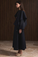 Shoulder-Draped Trimmed Sash Skirt Set