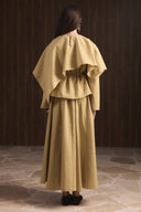 Shoulder-Draped Trimmed Sash Skirt Set