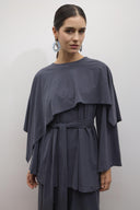 Pleated Comfortable Set with Shoulder Shawl