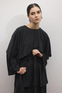 Pleated Comfortable Set with Shoulder Shawl