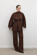 Shoulder-Draped Knit Pants Set