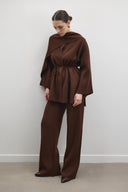 Shoulder-Draped Knit Pants Set