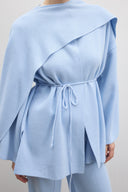 Shoulder-Draped Knit Pants Set