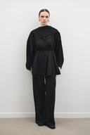 Shoulder-Draped Knit Pants Set