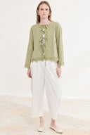 Front-Tie Guipure Voile Shirt
