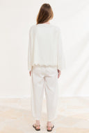Front-Tie Guipure Voile Shirt