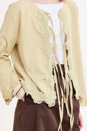 Front-Tie Guipure Voile Shirt