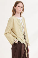 Front-Tie Guipure Voile Shirt