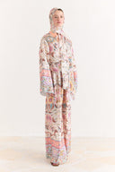 Front-Tie Chiffon Satin Patterned Set