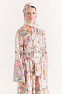 Front-Tie Chiffon Satin Patterned Set