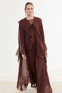 Front-Ruffle Chiffon Abaya Set
