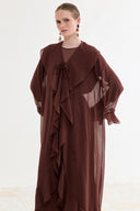 Front-Ruffle Chiffon Abaya Set
