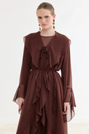 Front-Ruffle Chiffon Abaya Set
