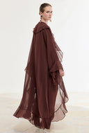 Front-Ruffle Chiffon Abaya Set