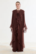 Front-Ruffle Chiffon Abaya Set