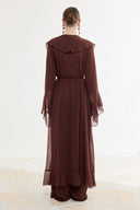 Front-Ruffle Chiffon Abaya Set