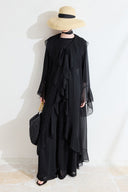 Front-Ruffled Chiffon Abaya Set