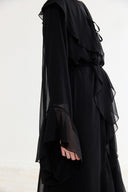 Front-Ruffled Chiffon Abaya Set