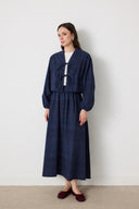 Front-Button Denim Skirt Set