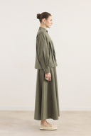 Front-Pleated Denim Set