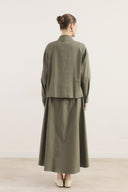 Front-Pleated Denim Set