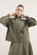 Front-Pleated Denim Set