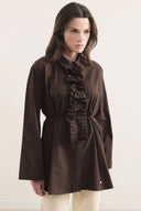 Pleated Front Ruffled Shirt