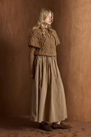 Buttoned Knit Cardigan with Cable Pattern