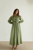 Paria Front-Ruched Piping Detail Dress