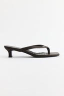 Leather Thong Heeled Mules