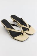 Thong Leather Heeled Slippers
