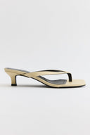 Thong Leather Heeled Slippers
